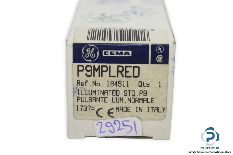 GENERAL ELECTRIC P9MPLRED PUSH BUTTON_184511_1737_P9_Round_CEMA_GE_P9MPLRED