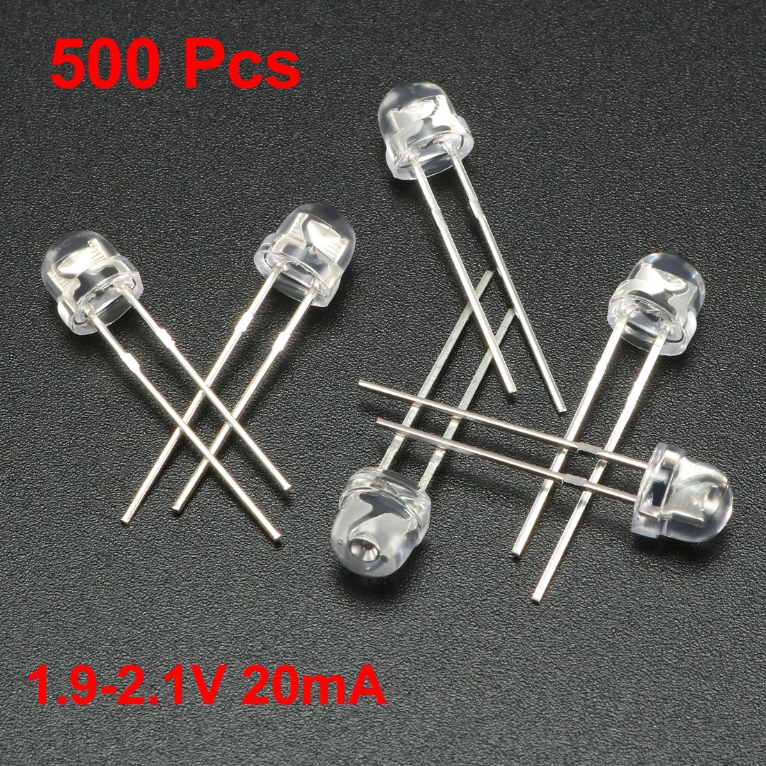 500pcs 5mm Red LED Diode Lighting Electronics Component Emitting Light 1.9-2.1V