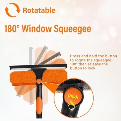 26FT Telescoping Window Cleaning Kit with 14" Squeegee - 2-in-1 Professional