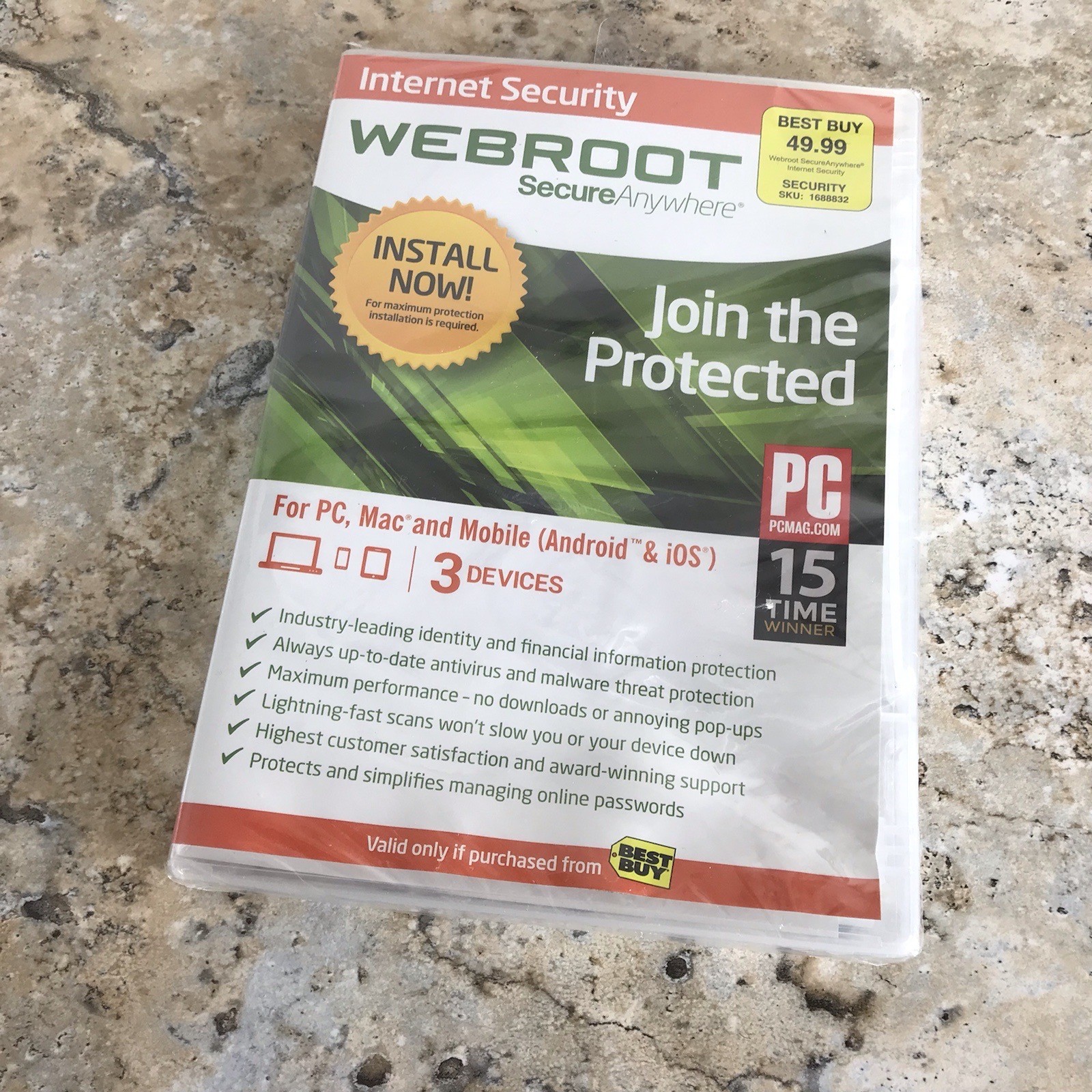WEBROOT SECURE ANYWHERE INTERNET SECURITY FOR PC, MAC & MOBILE - SEALED