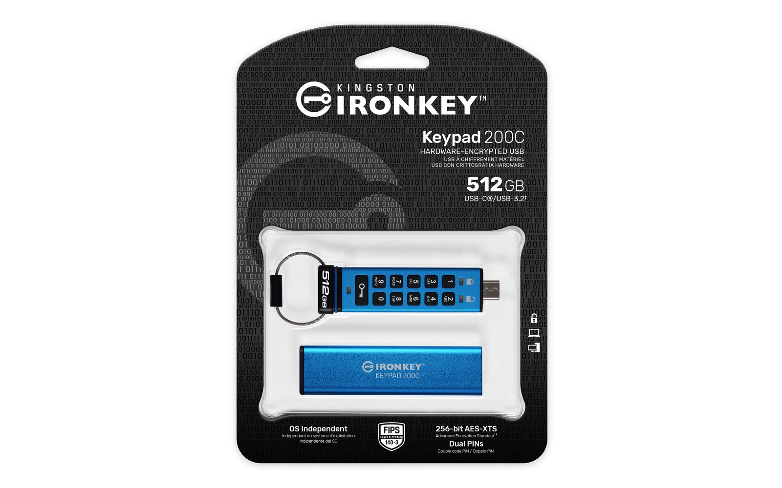 .Kingston IronKey Keypad 200C 512GB (IKKP200C/512GB) USB-C flash drive