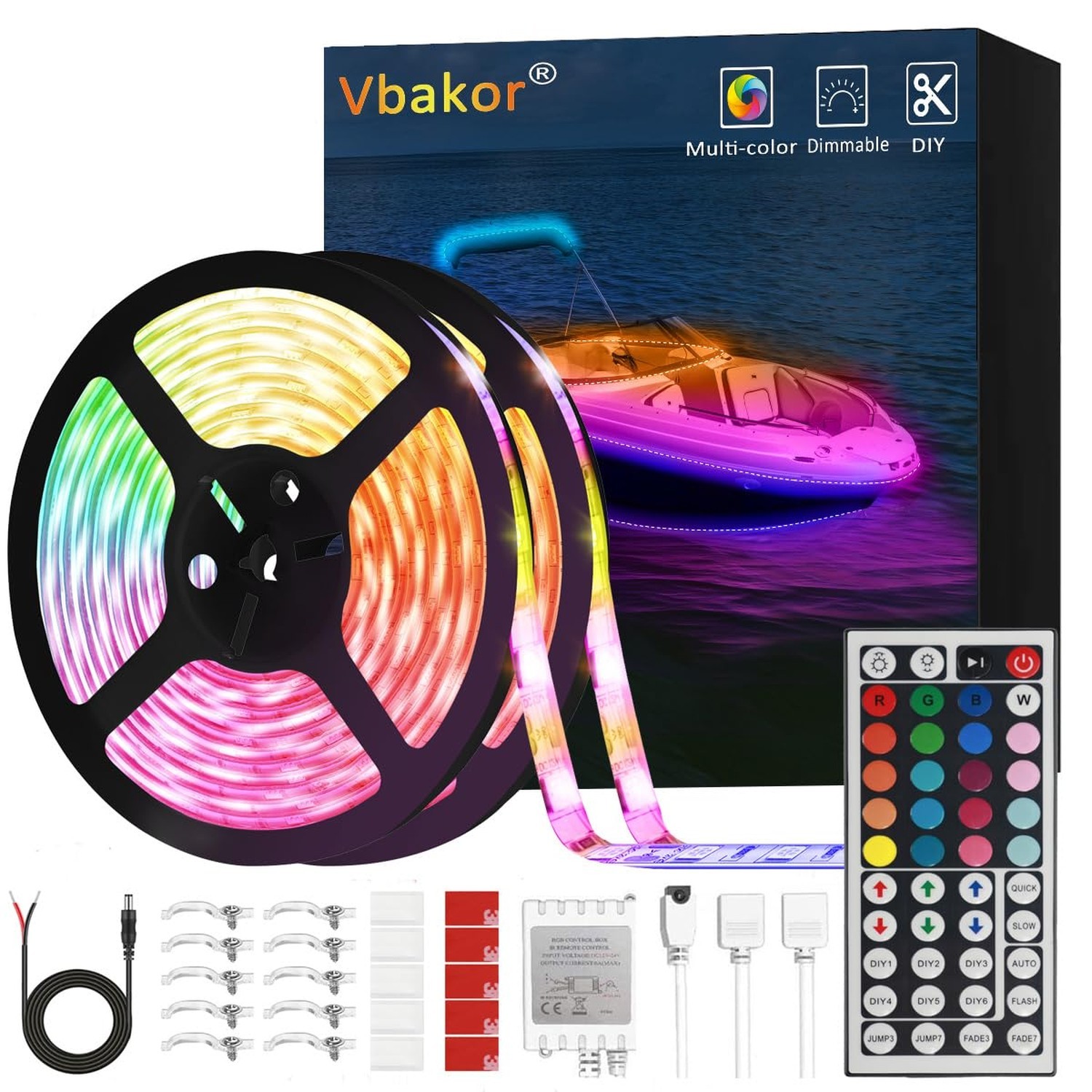 Boat Strip Lights Waterproof 32.8FT, 12v RGB Marine Pontoon Boat Lights, Boat...