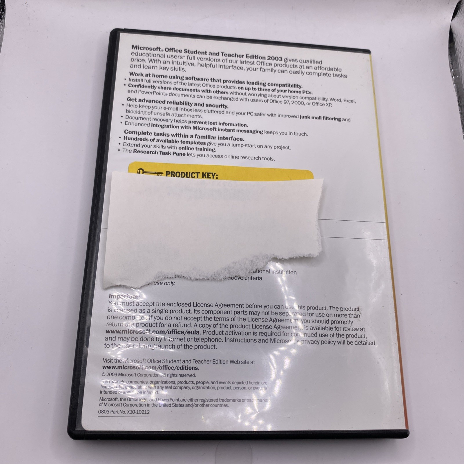 Microsoft Office Student and Teacher Edition 2003 W/ Key READ