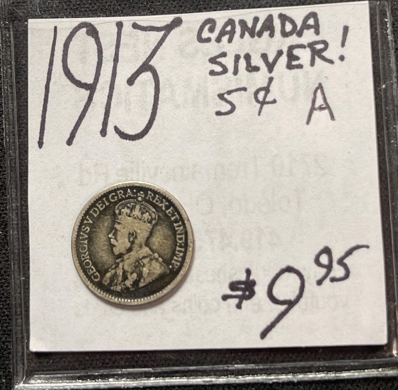 1913 Canada 5 Cent Silver World Coin. ENN Coins