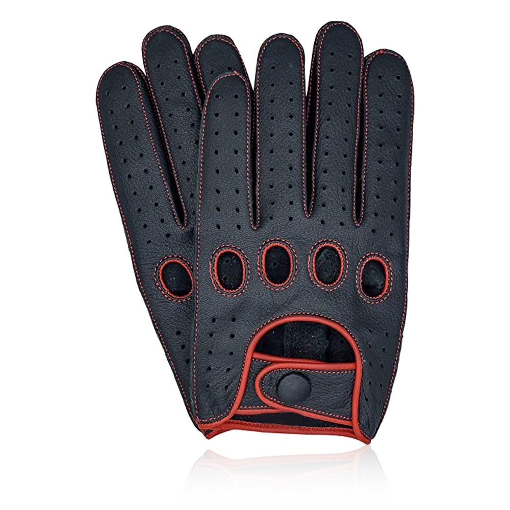 Genuine soft Leather Reverse Stitched Full-Finger Driving Gloves Fashion Classic