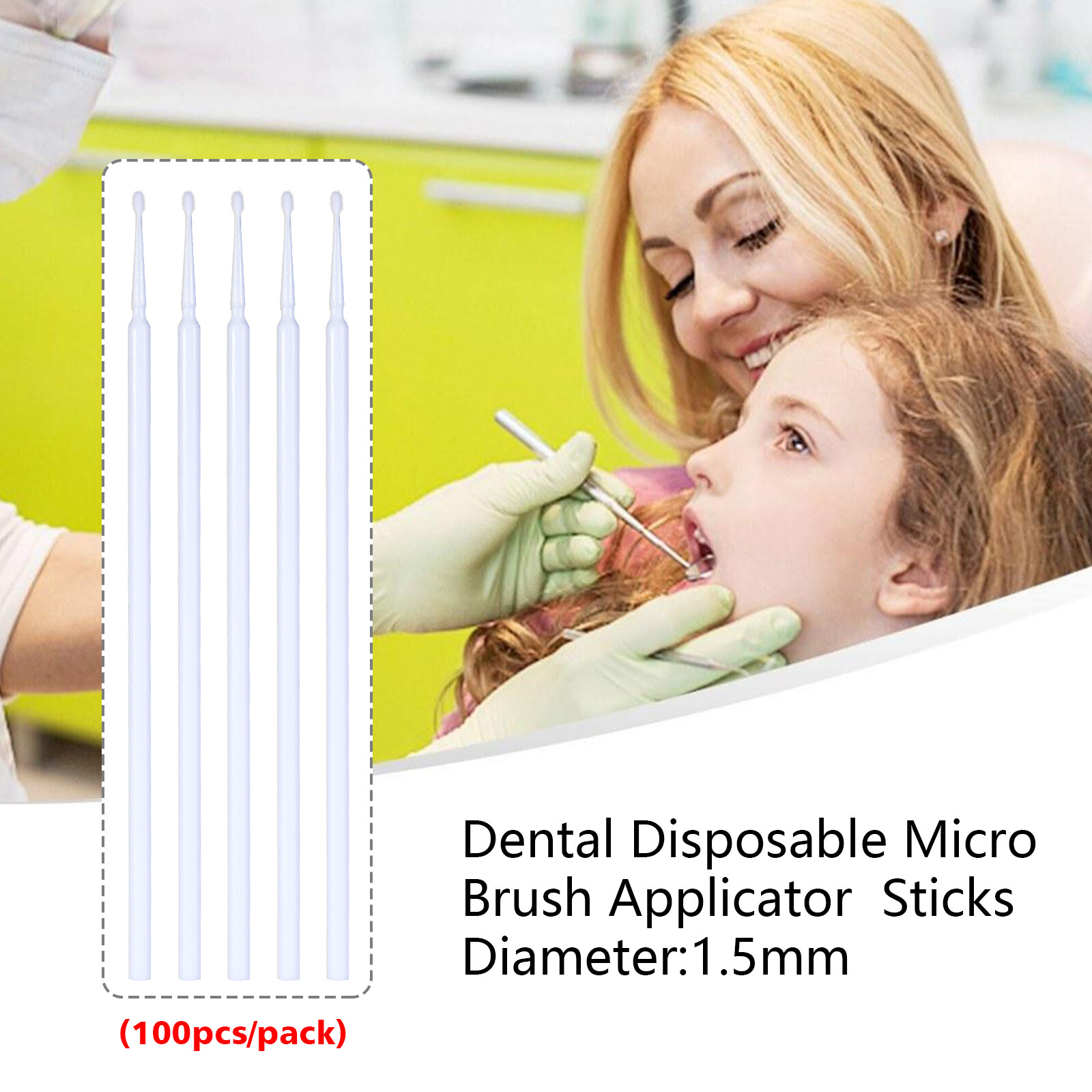 100Pcs Dental Microbrush Disposable Applicators Tips Micro Brush Clean 4Sizes SA