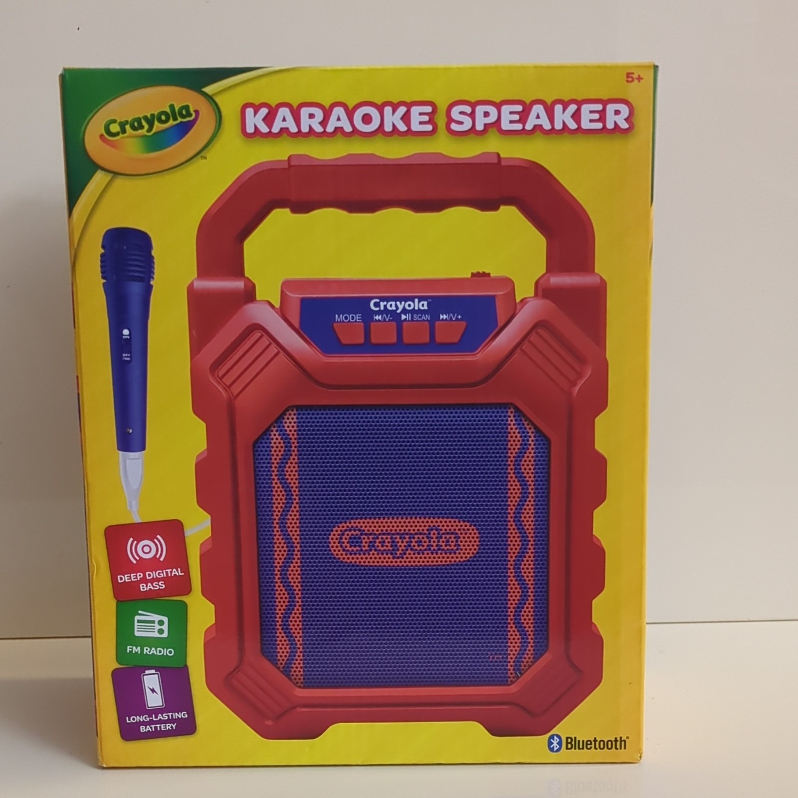 Crayola CBX210RM Bluetooth Karaoke Speaker Red Blue FM Radio w/Microphone
