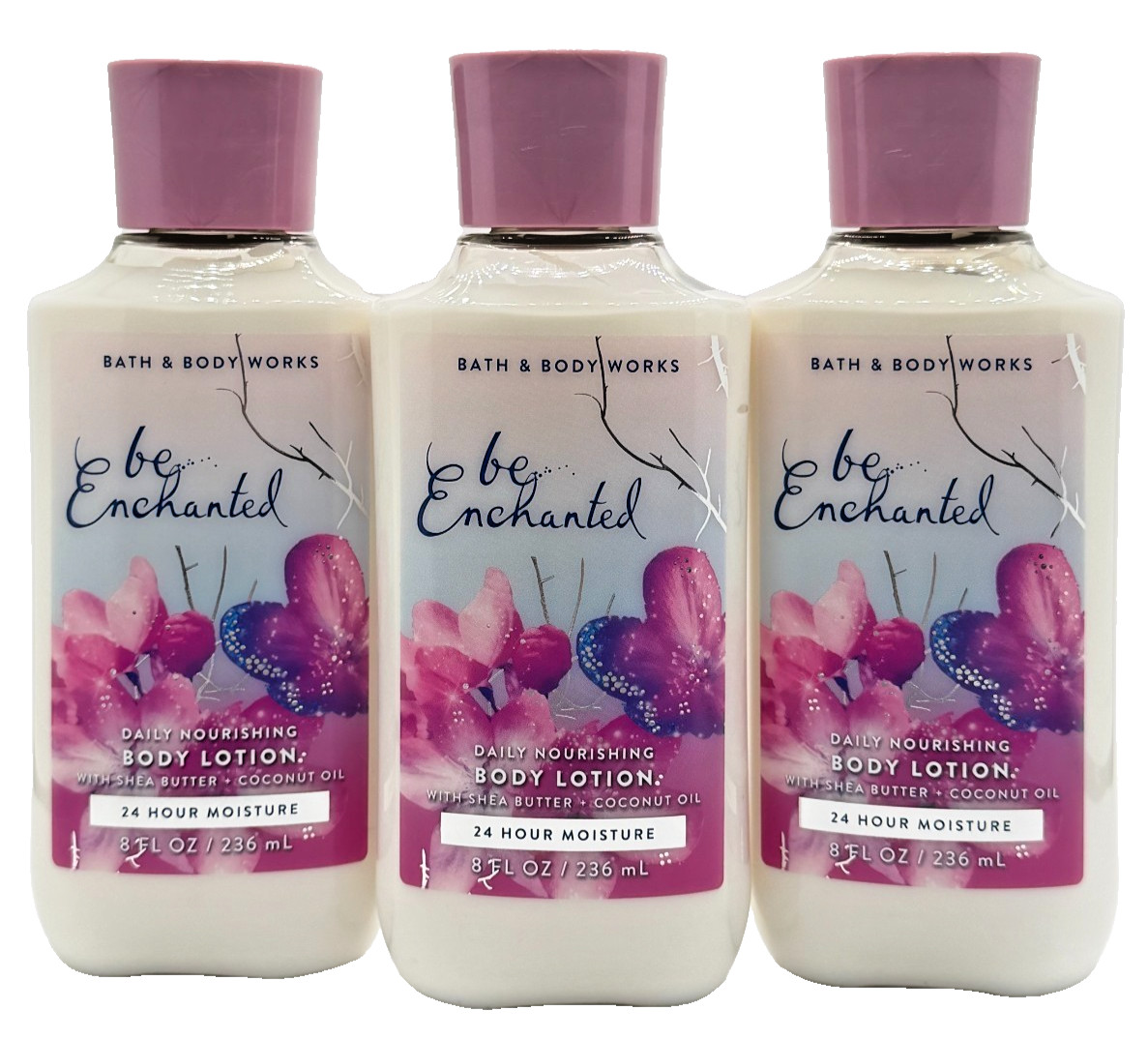 NEW Bath & Body Works Lot of 3 Bottles Be Enchanted Daily Body Lotion Cream 8 oz