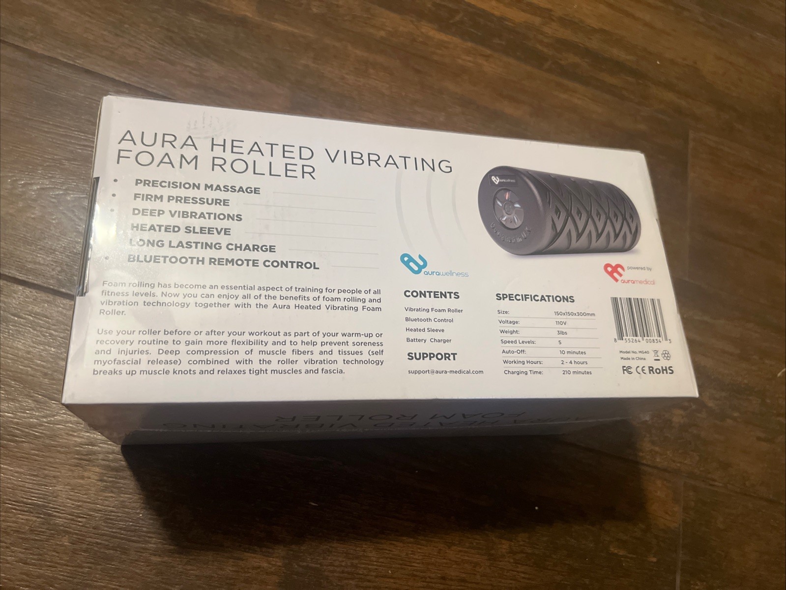 Aura REVROLL By AuraMedical.Heated Vibrating Foam Roller Fitness Wellness