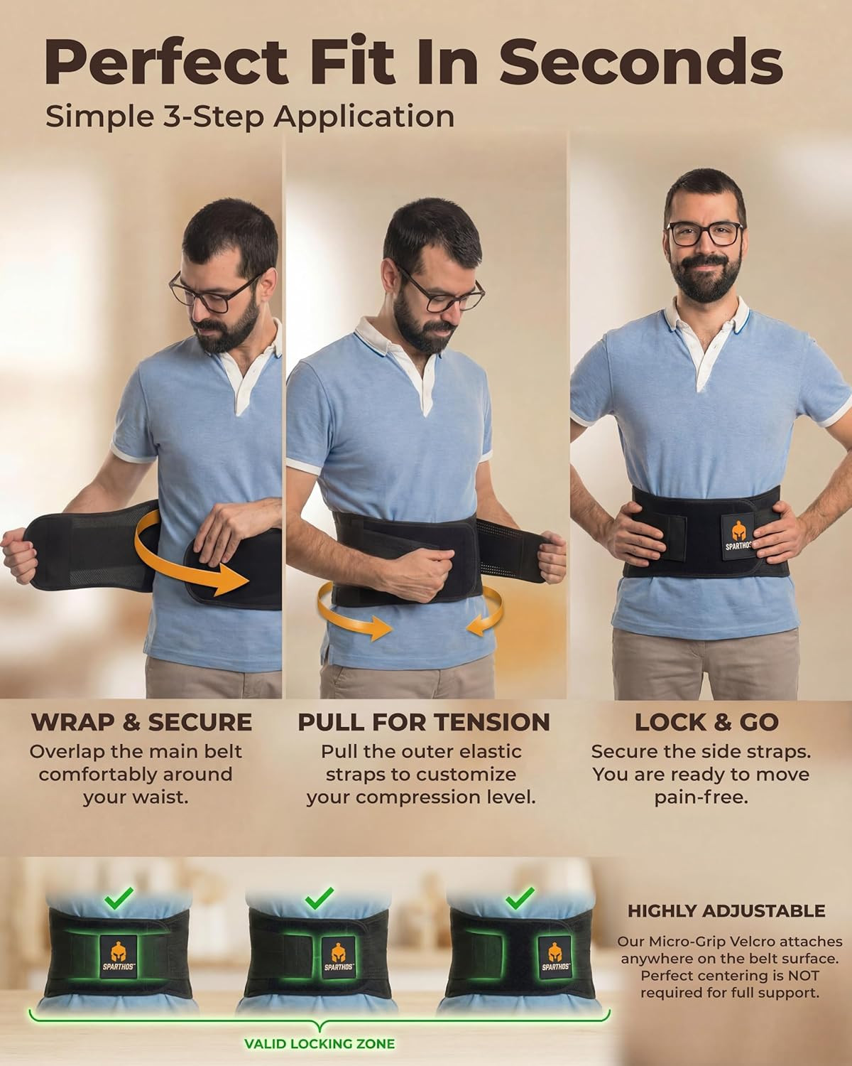 Sparthos Back Brace for Lower Back Pain - Immediate Relief from Sciatica, Hernia