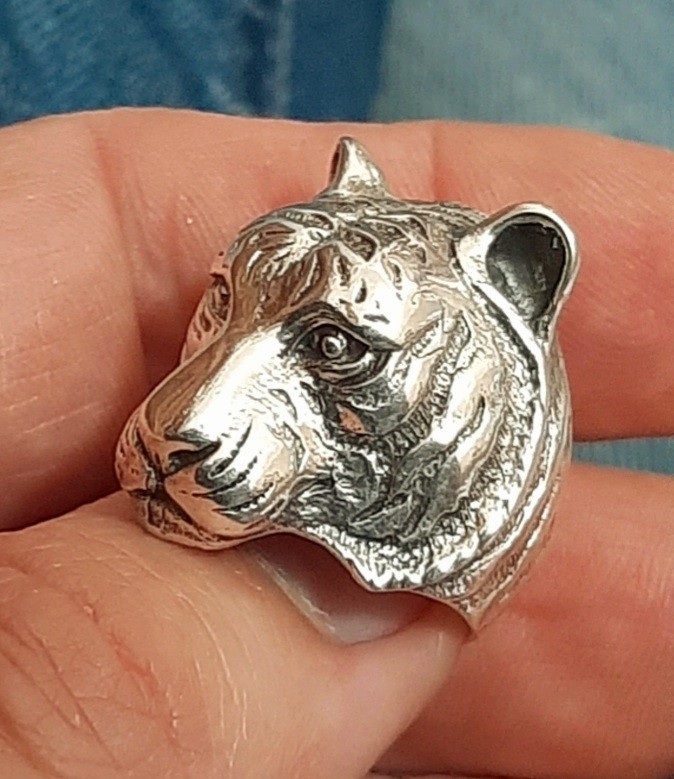 925 SILVER RING Men SEAL Tiger Tiger Ring Sterling Man $