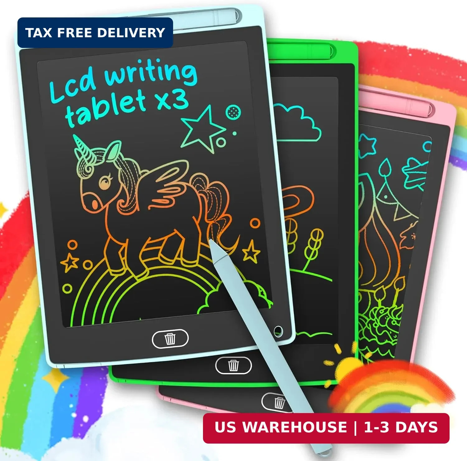 3 Pack LCD Writing Tablet, Colorful Toddler Drawing Tablet Doodle Board for Kids