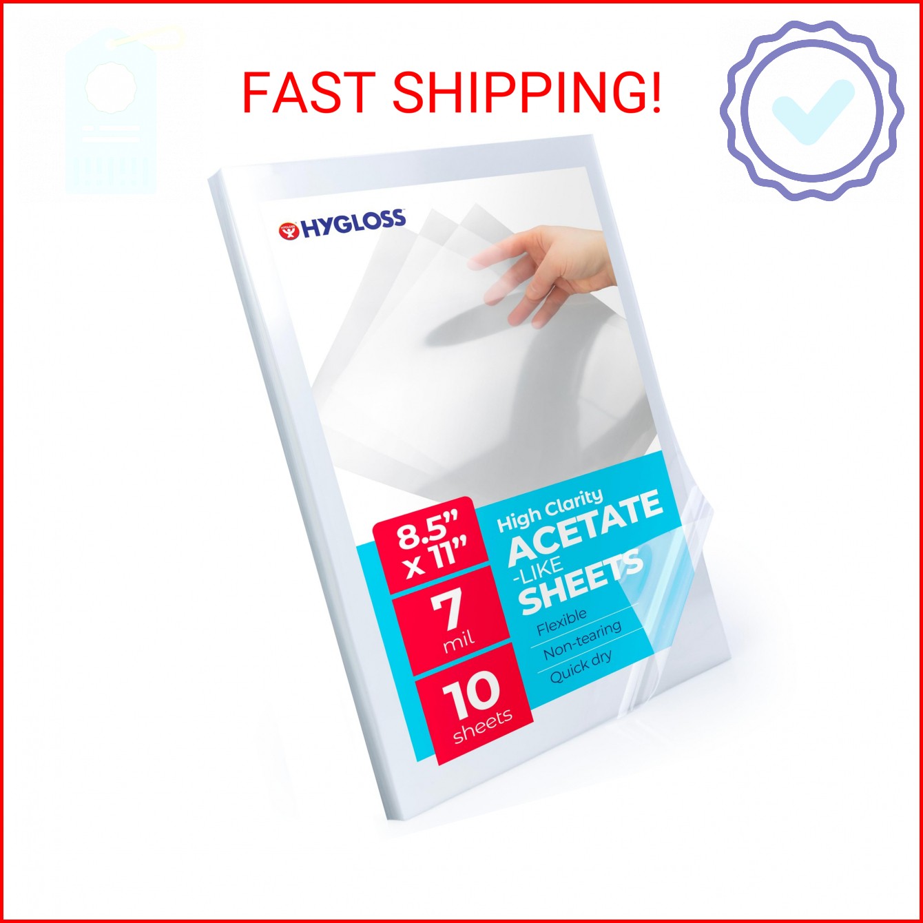 Hygloss 8.5" x 11" Acetate Paper - 7 Mil Clear Acetate Sheets for Crafts Project