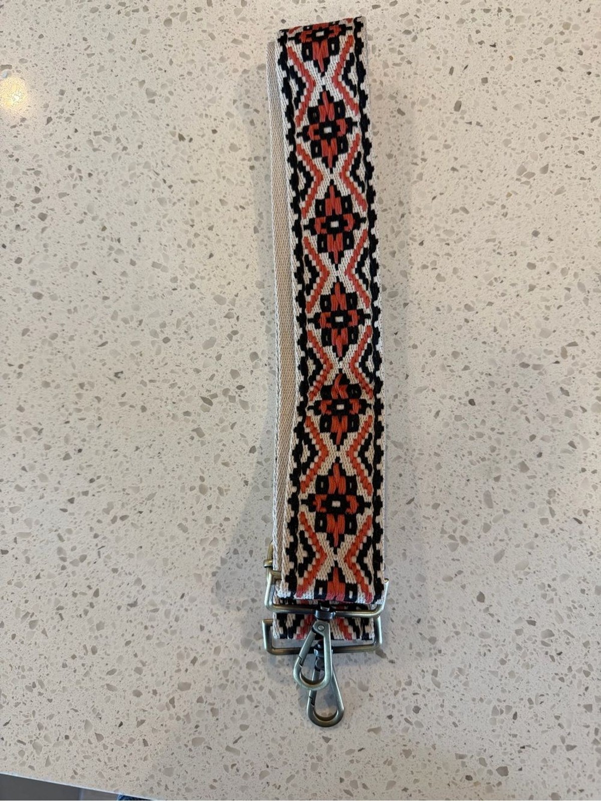 Bodomint Boho Strap in Coral Woven Aztec Pattern Black, Coral & Cream NWOT