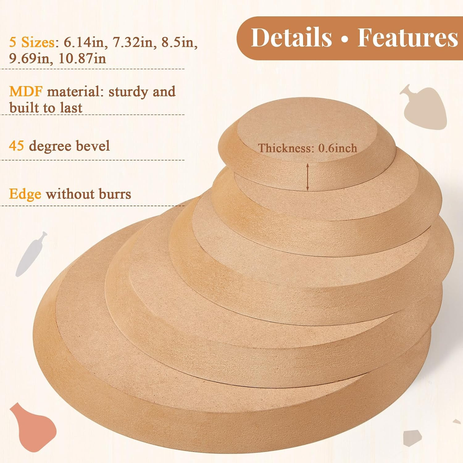 5 Pcs Ceramic Mold for Clay Wooden Pottery Clay Molds for Pottery Ceramic Plate