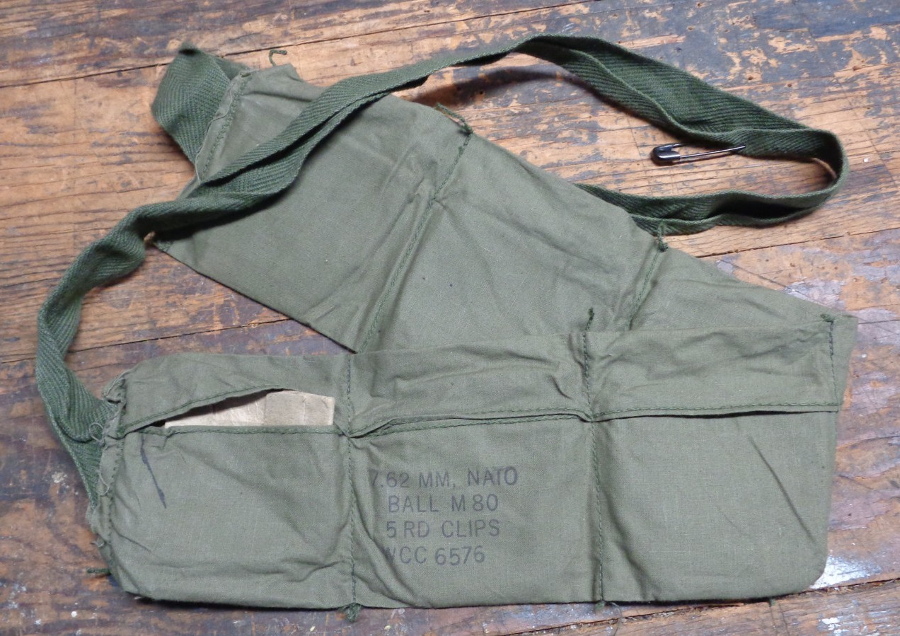 RARE Vietnam vintage US Army combat uniform OD 7.62 MM ammo bandolier dated 1970