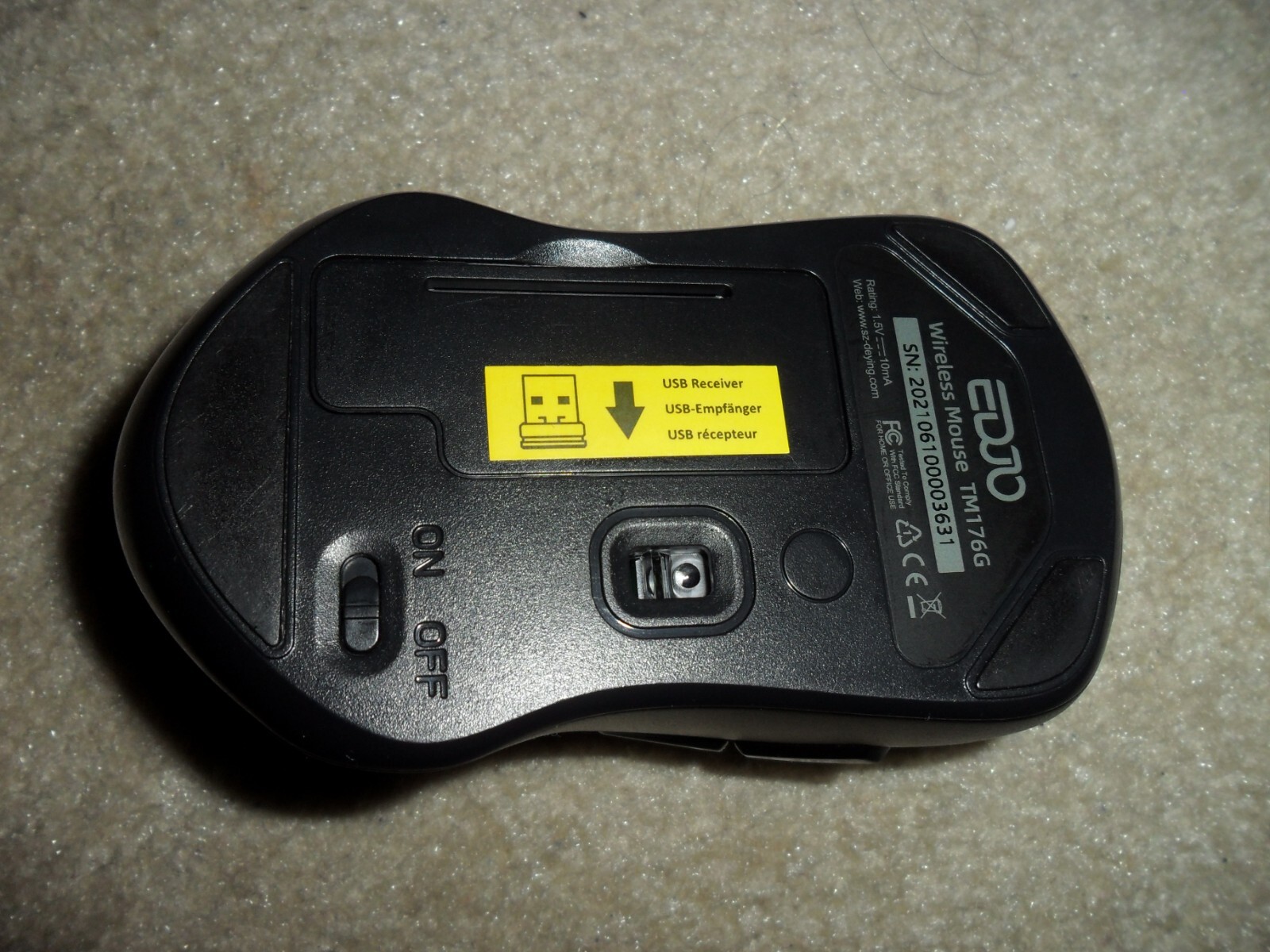 EDJO TM176G Black 6-Buttons USB Scroll Wheel Wireless Mouse For PC & Laptop