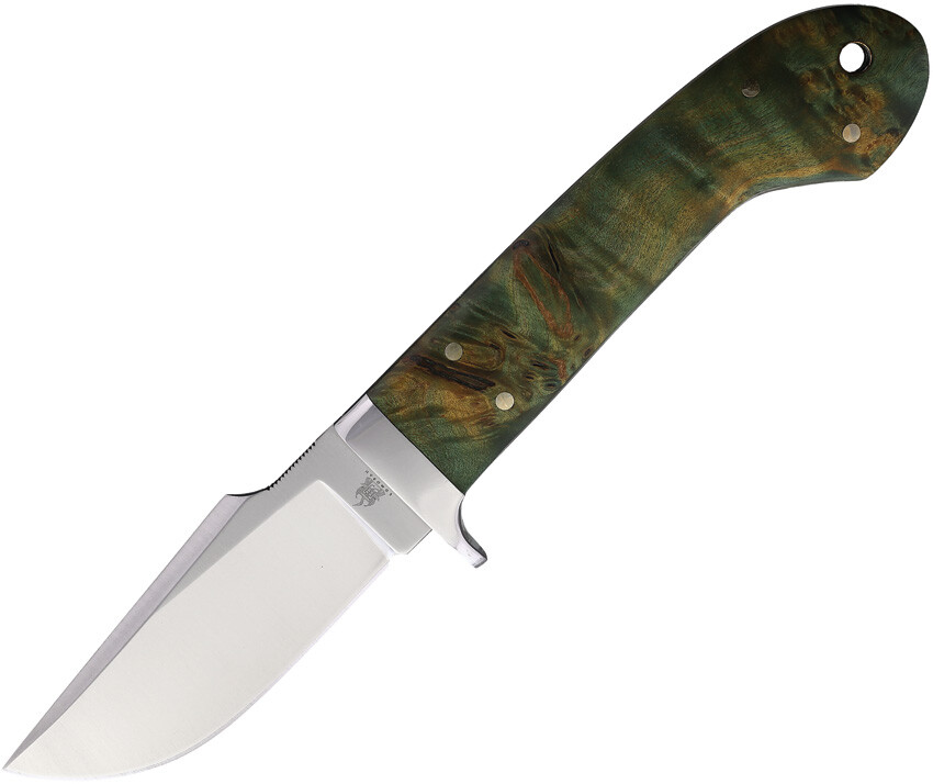 Komoran Dyed Burlwood 7Cr17MoV Stainless Fixed Blade Knife w/ Leather Sheath 025