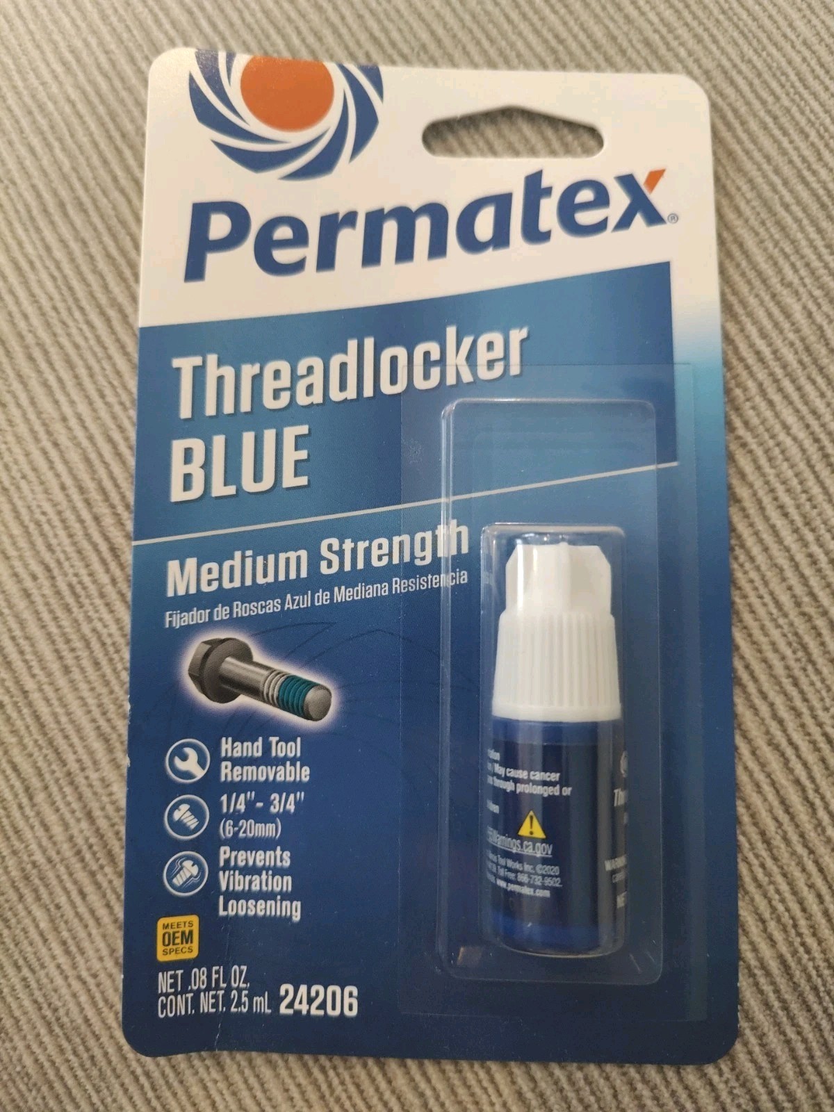 Permatex 24206 Medium Strength Threadlocker BLUE 0.08 fl oz.