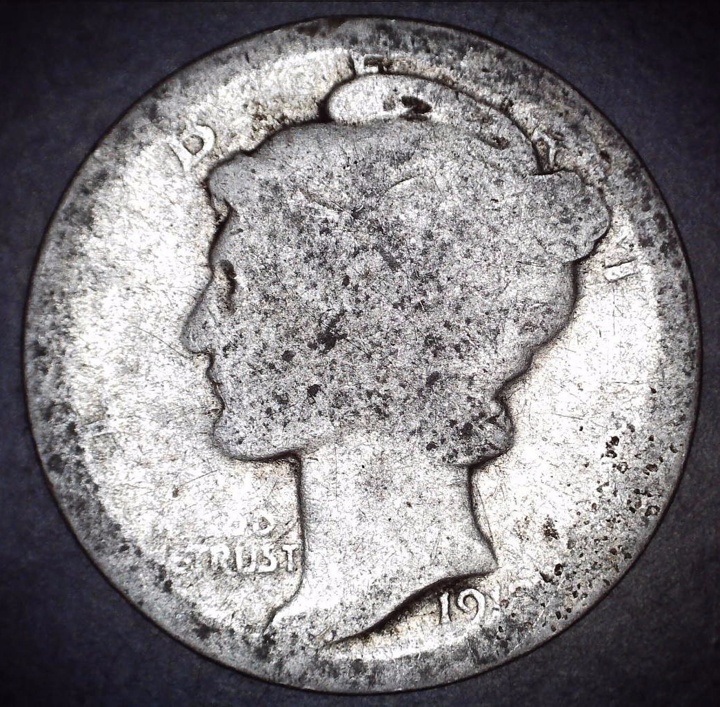 Vintage 1918-S Mercury Dime 90% Silver Circulated Coin 2