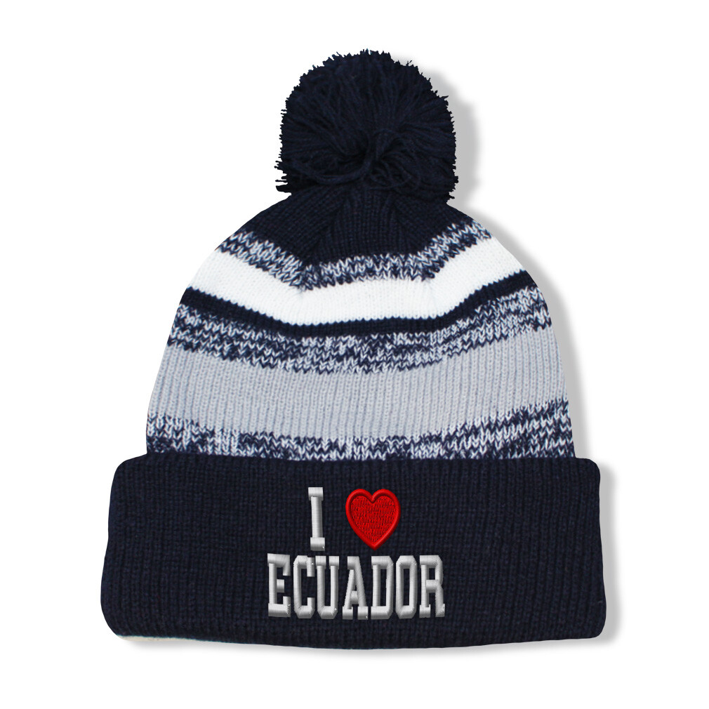 Vintage Pom Pom Beanie I Love Ecuador Winter Hats Skull Cap Hat for Men & Women