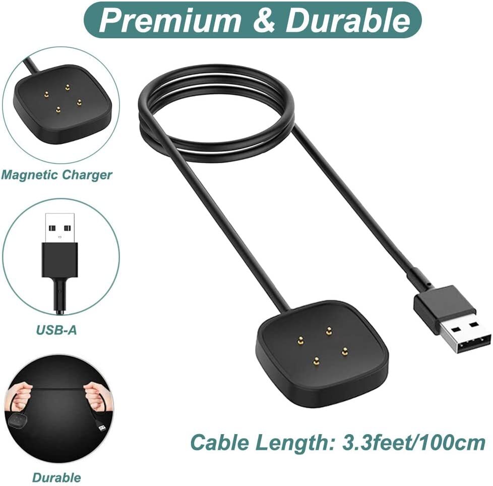For Fitbit Versa3/Sense Watch USB Wireless Charging Dock Fast Cable Charger US