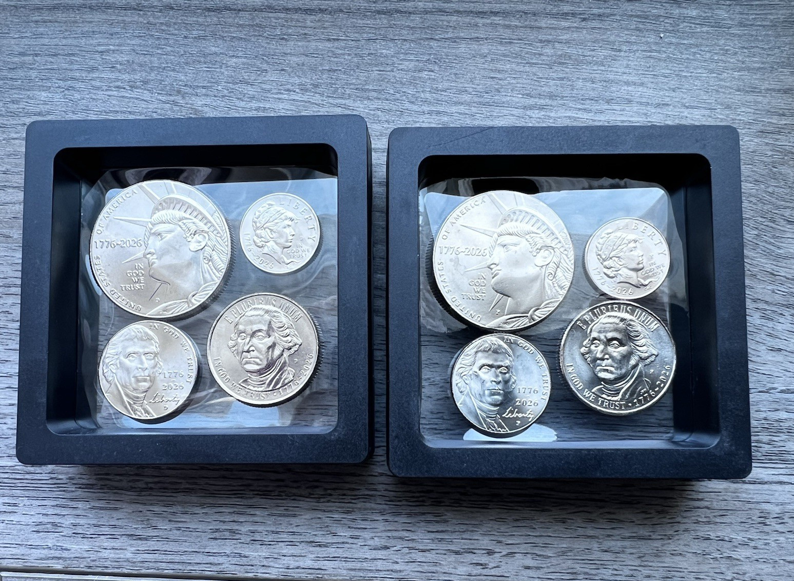 2026 P & D 8 Coin Set Uncirculated 1776-2026 Floating Display BU Coins, Free S&H