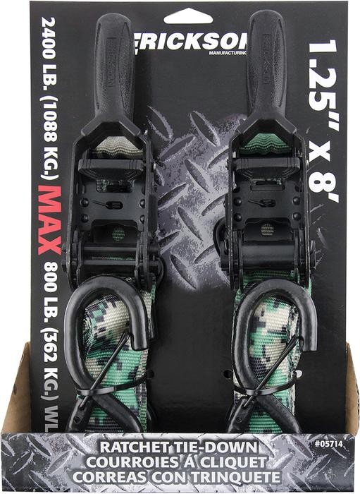 Erickson Ratchet Tie-Down Straps 1.25" x 8' Camouflage