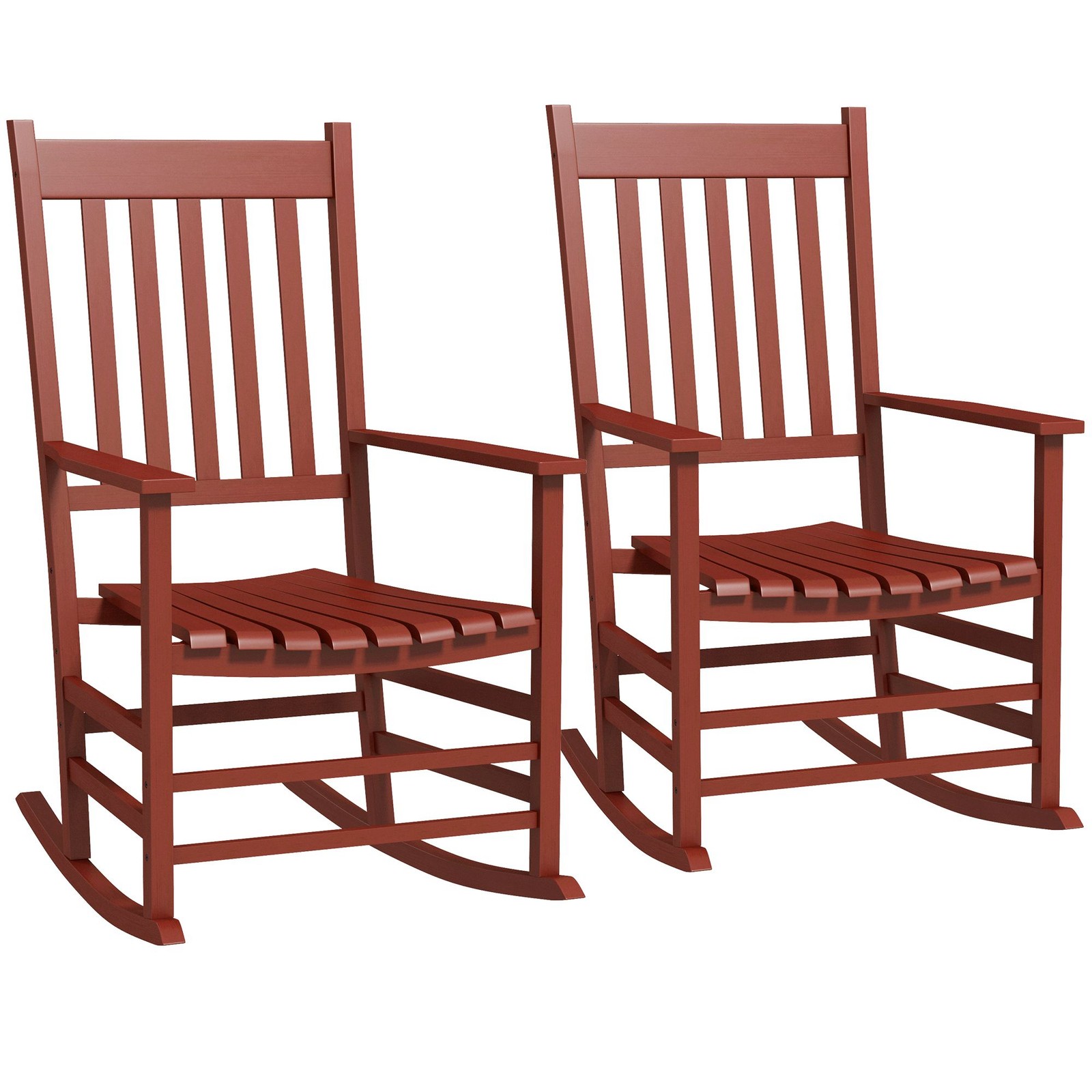 Wine Red Rocking Chairs for Deck 2-Pack 352lb Capacity Natural Acacia