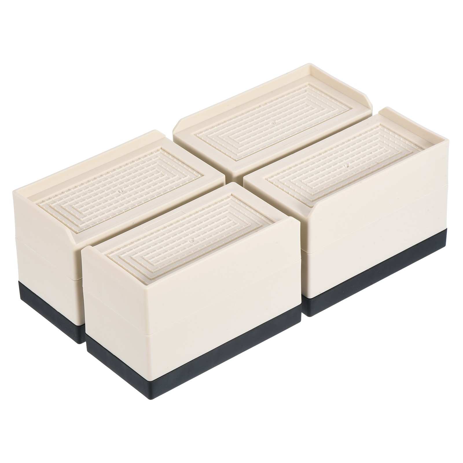 4Pcs Furniture Risers 3" Rectangle Bed Risers Adjustable Desk Sofa Riser Beige