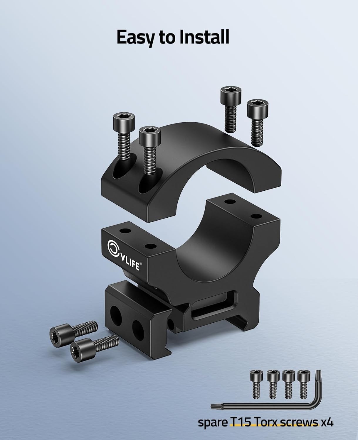 CVLIFE Precision 1 Inch Scope Rings Mount - 2 Pieces Medium, Matte Black