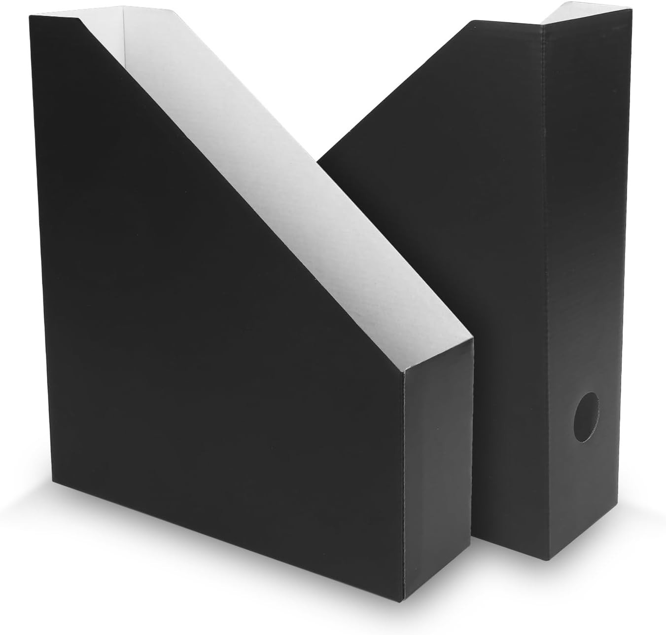 12 Pack Black Magazine File Holder, Cardboard Magazine Rack with Label, Foldable