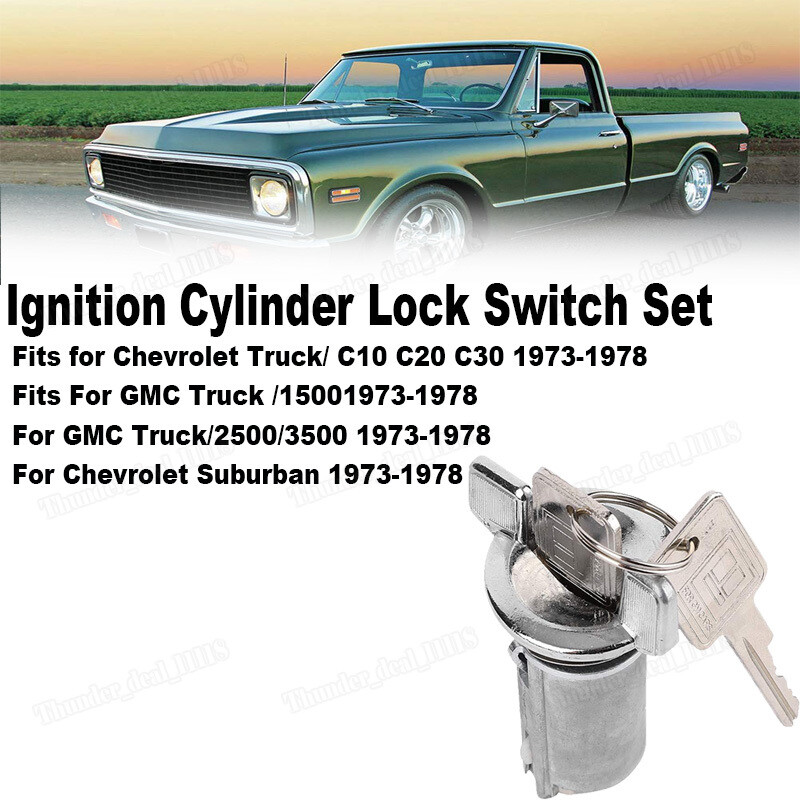 For C10 C200 Ignition Key Switch Lock Cylinder Tumbler Barrel Chrome 2 Keys