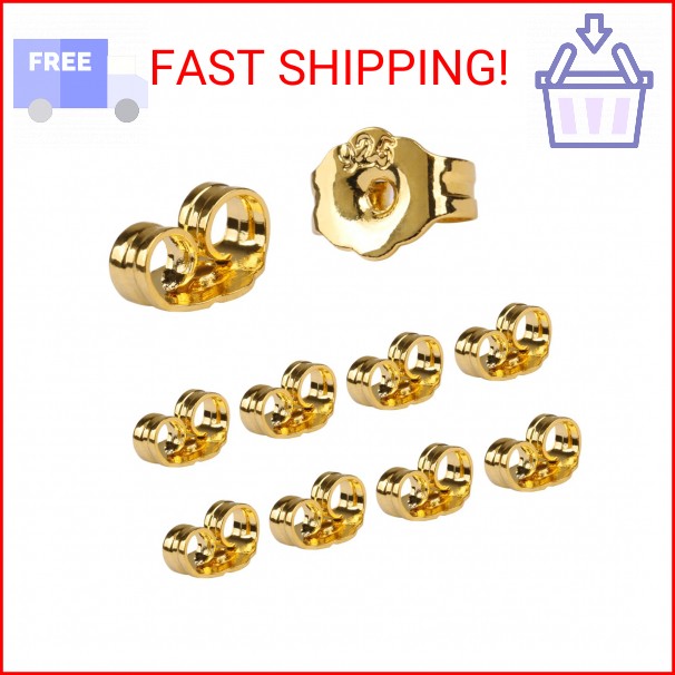 14K Gold Earring Backs Replacements - Hypoallergenic Earring Backs for Studs, Se