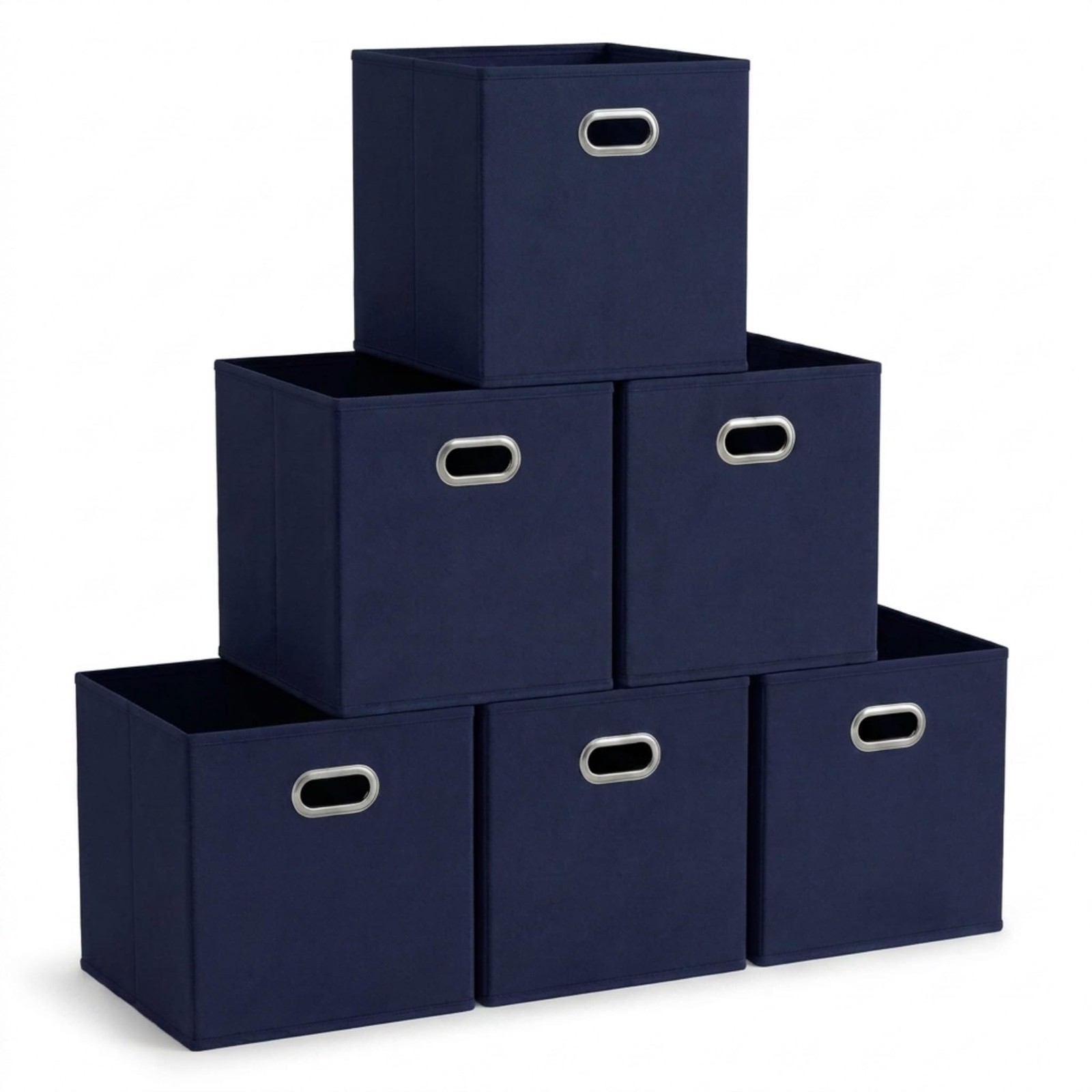 Fabric Storage Bins 6 Piece Set, Strong Poly-Woven Fabric, Sturdy Chipboard S...