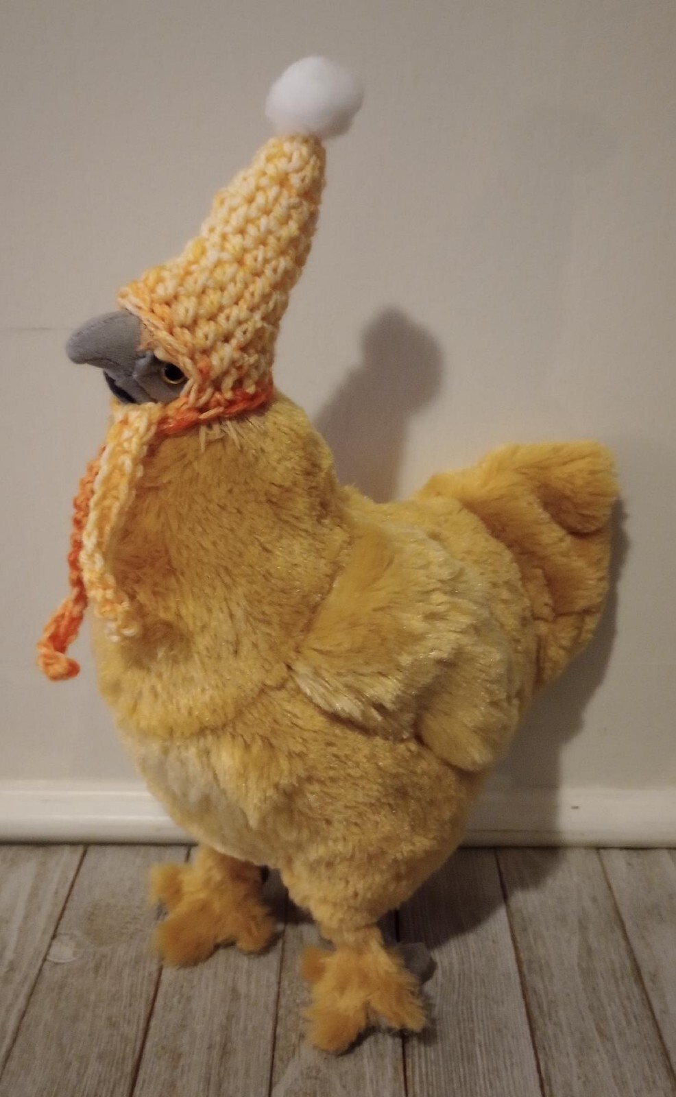 crochet handmade pet chicken rooster hat farm pom sunrise orange ombre