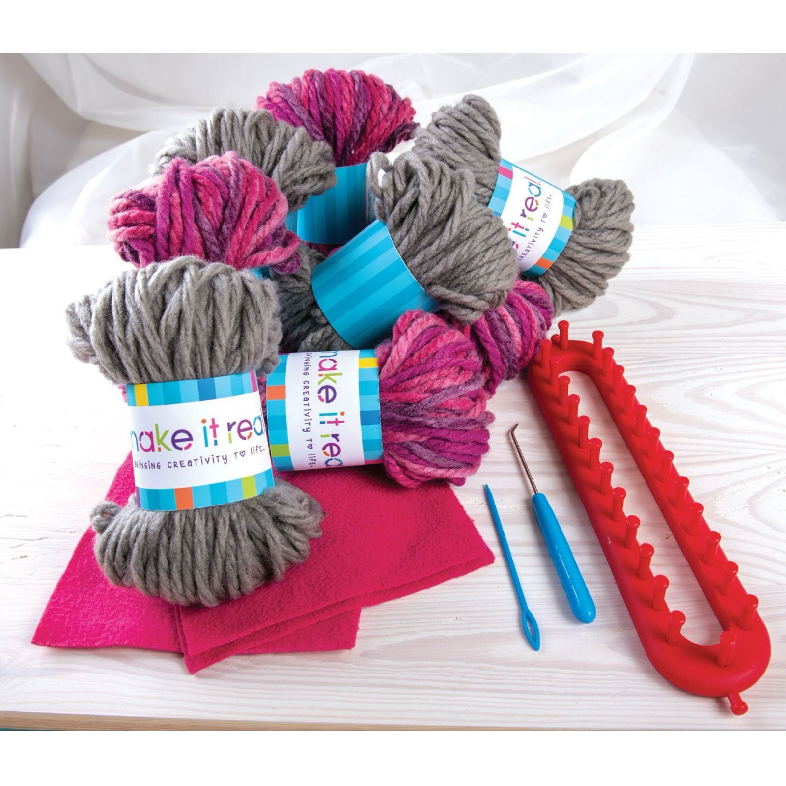 Make It Real Cozy Hands Scarf Knitting Craft Kit Kids
