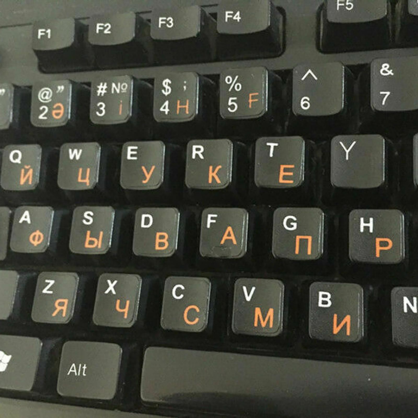 2 * Russian Standard Keyboard Layout Replace Sticker Orange Letters on BlackD
