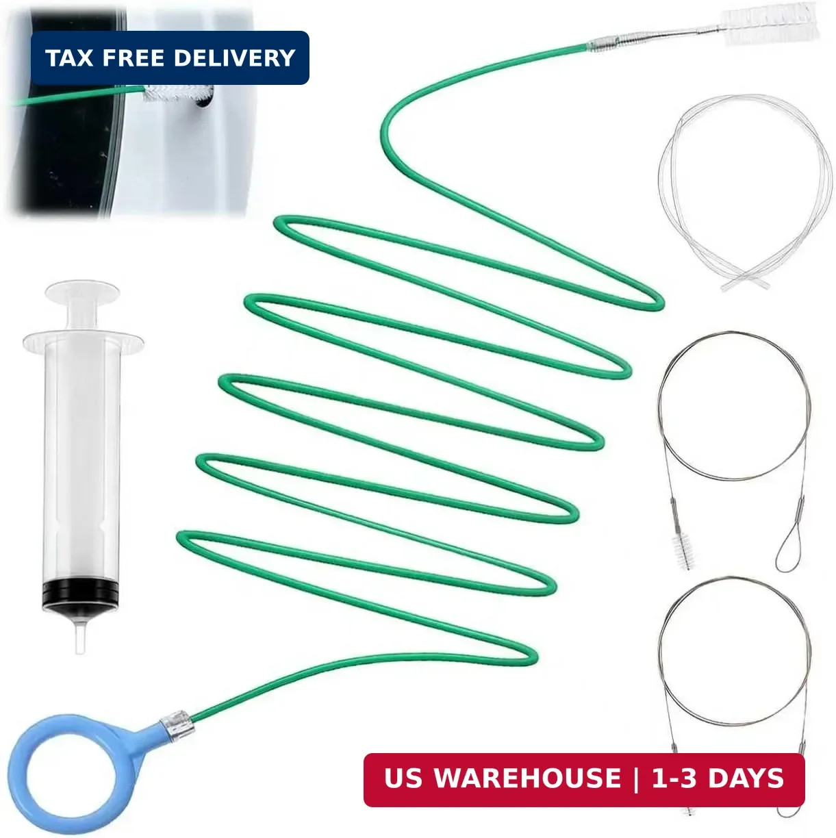 Auto Sunroof Drain Cleaning Tool, 118 Inch Long Flexible Tube Cleaning Brush, Dr
