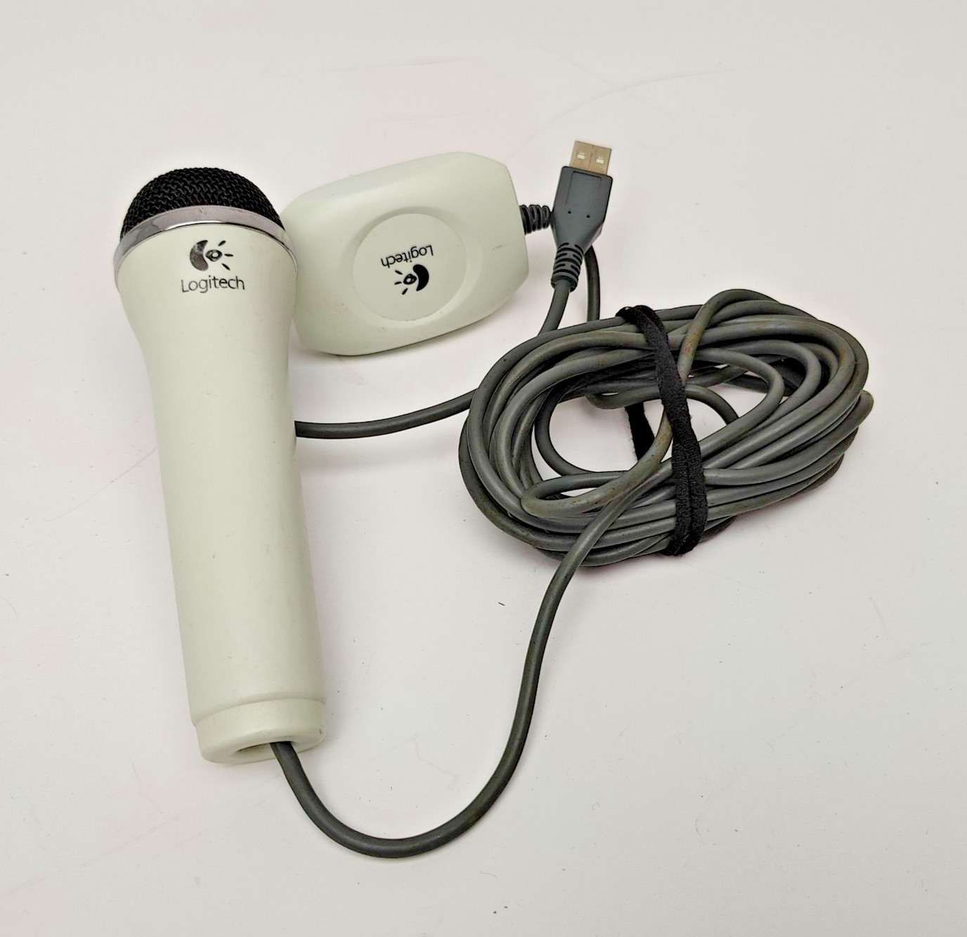 Logitech USB Microphone Wired PC Mic White USB Plug Play Computer Karaoke Mic