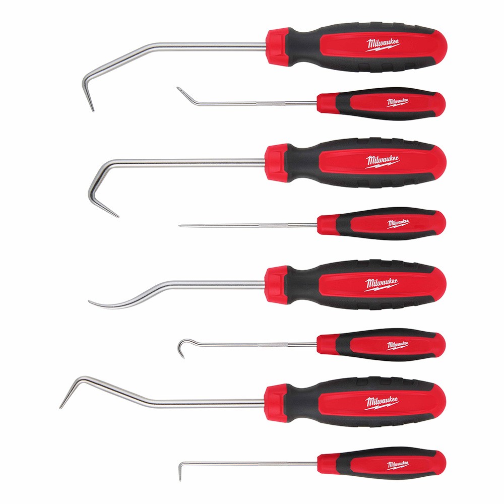 Milwaukee 48-22-9218 8-Piece Chrome Plated Hook & Pick Set, with Storage Tray