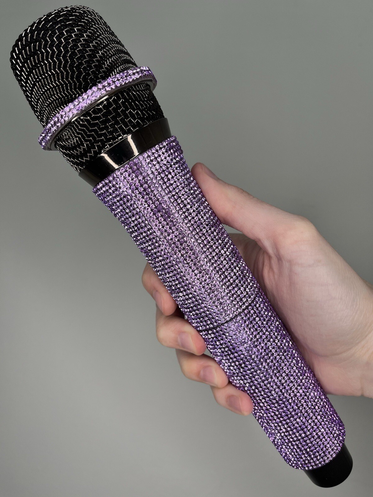 Lavender Rhinestone Wireless Karaoke Microphone + Receiver System - Rechargeable
