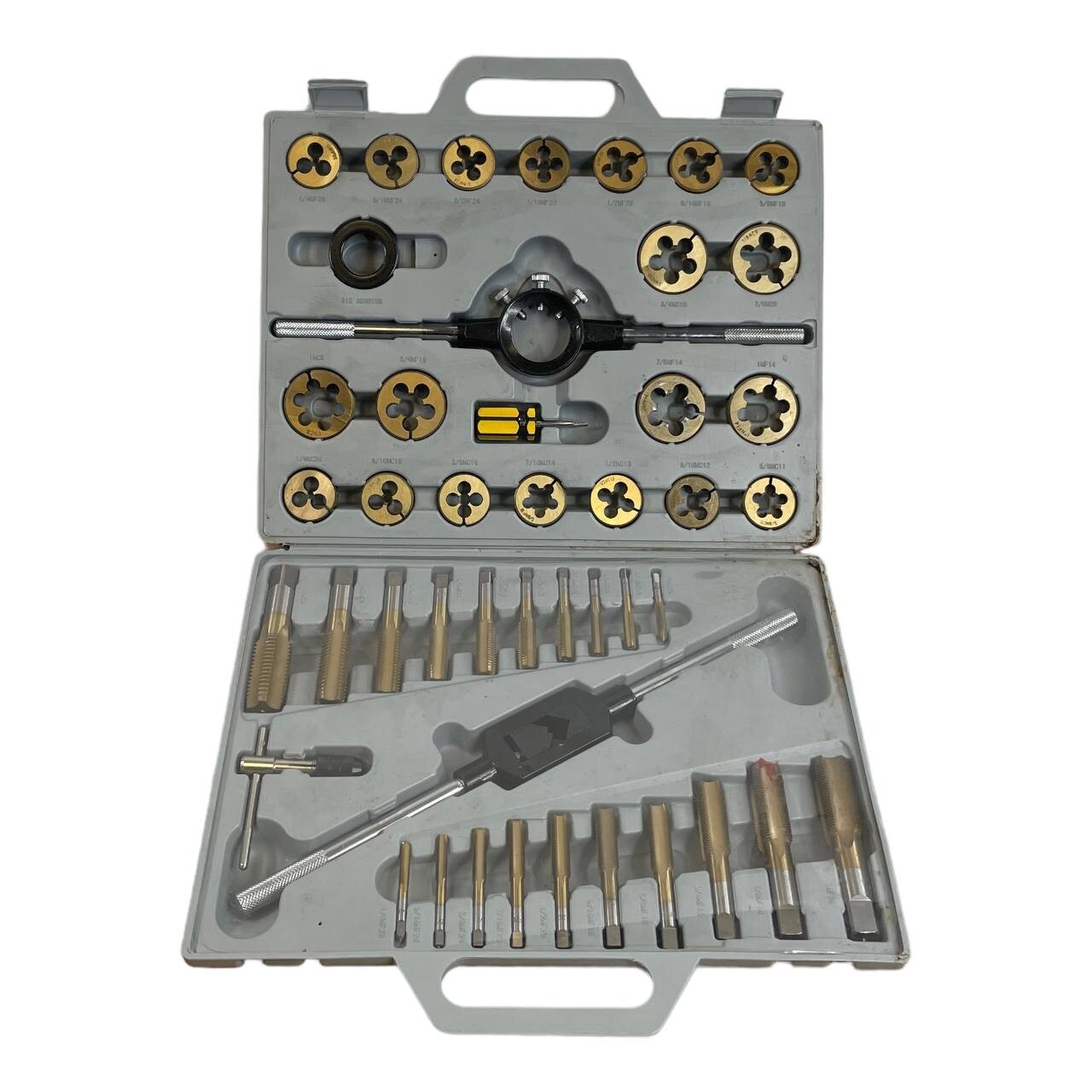 Used 45pc Tap&Die Set SAE Titanium Tungsten Steel Construction Renewing Tools