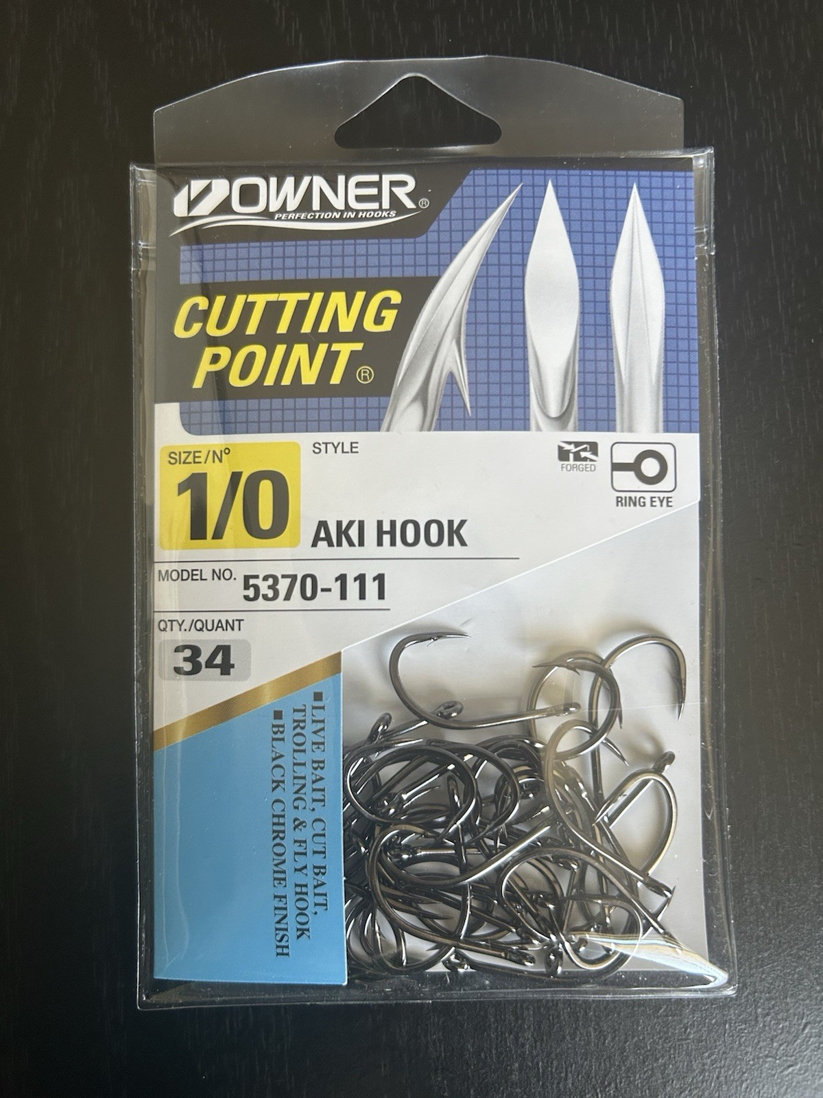 Owner 5370-111 AKI Saltwater Fishing Hooks 1/0 34 Pack