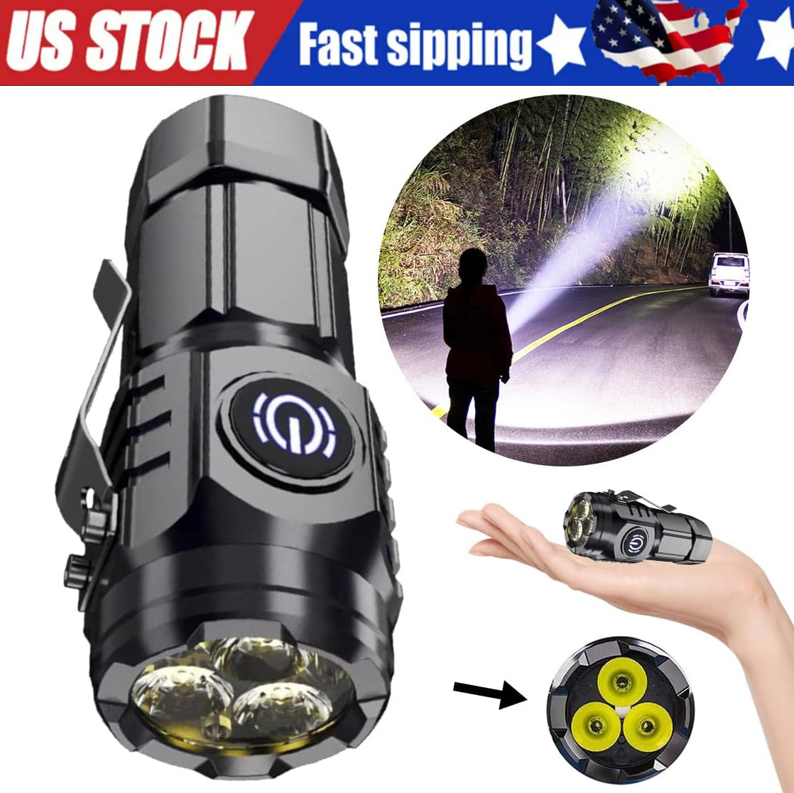 Three-Eyed Mini Flashlight Flash Super Power  Waterproof Outdoor Travel