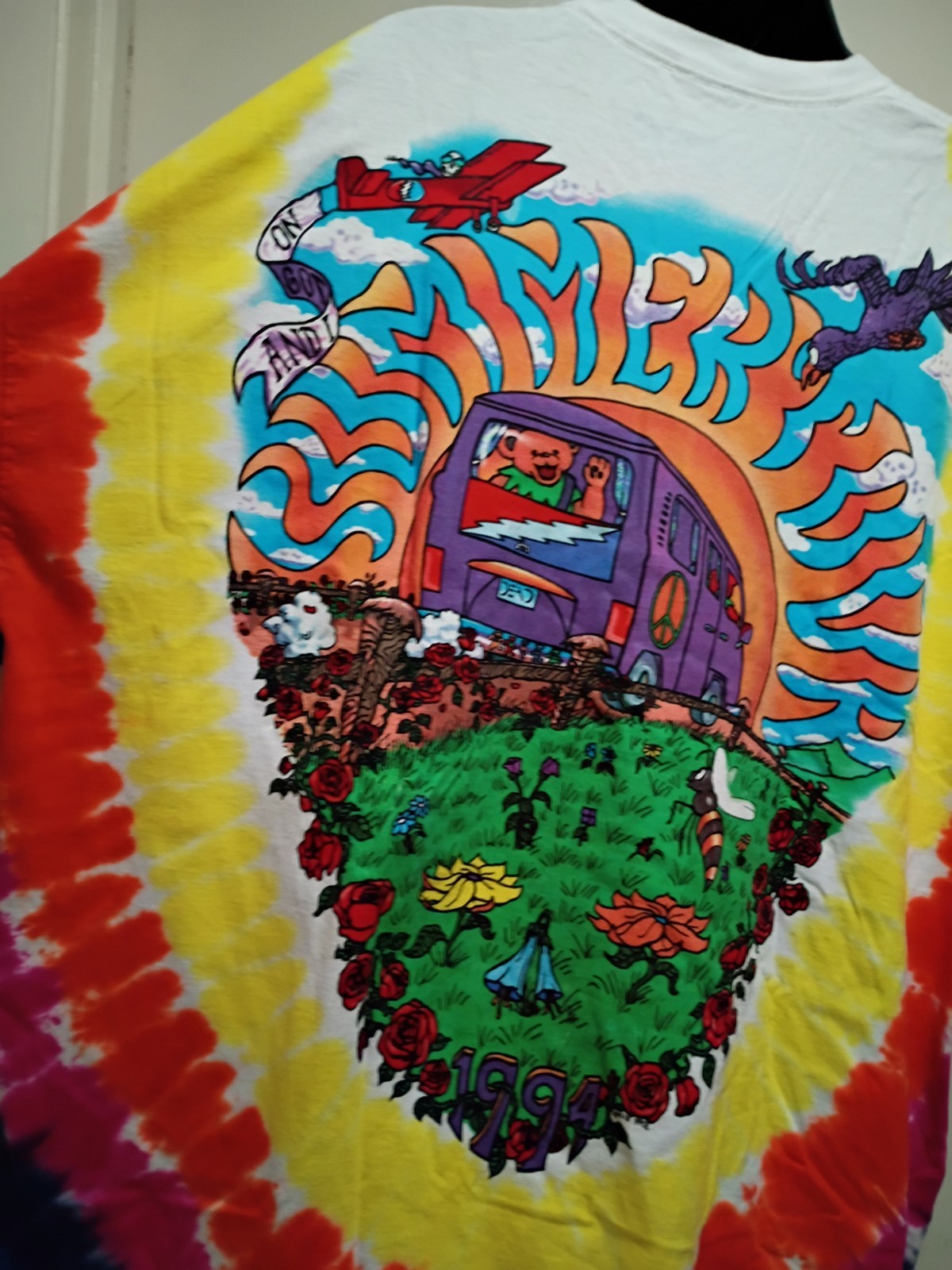 Liquid Blue Grateful Dead SUMMER TOUR BUS w Bears Tie Dye T Shirt 4x B4GOFREE