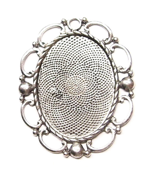 4 of 40x30mm Antique Silver Victorian Art Deco Oval Loops Pendant Settings