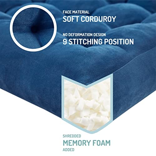 Meditation Floor Pillow Set of 2, Square Large 2 Pack Square | Navy | 2 Pack