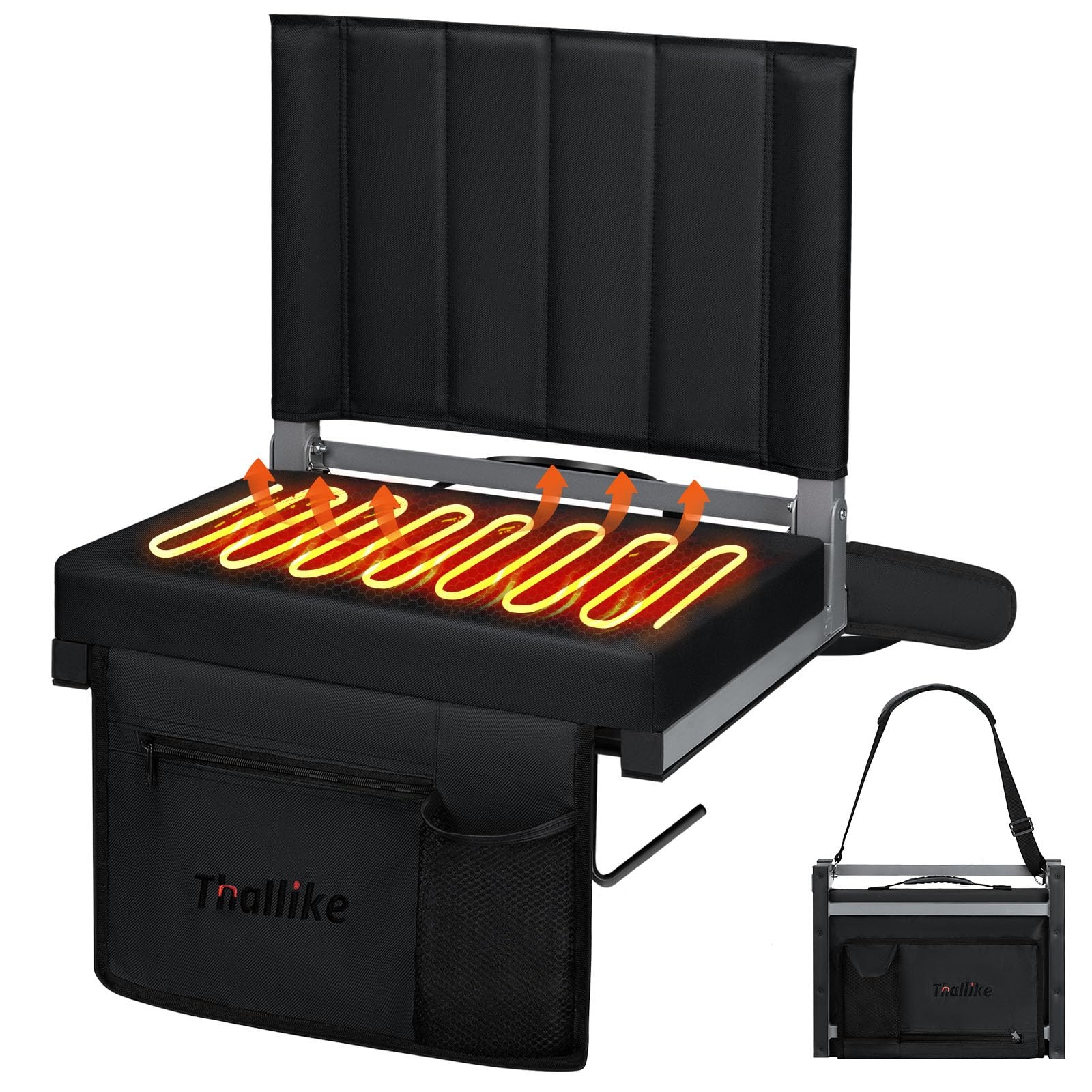 Heated Stadium Seats for Bleachers － 3-Level Heating Foldable Chair with Back...