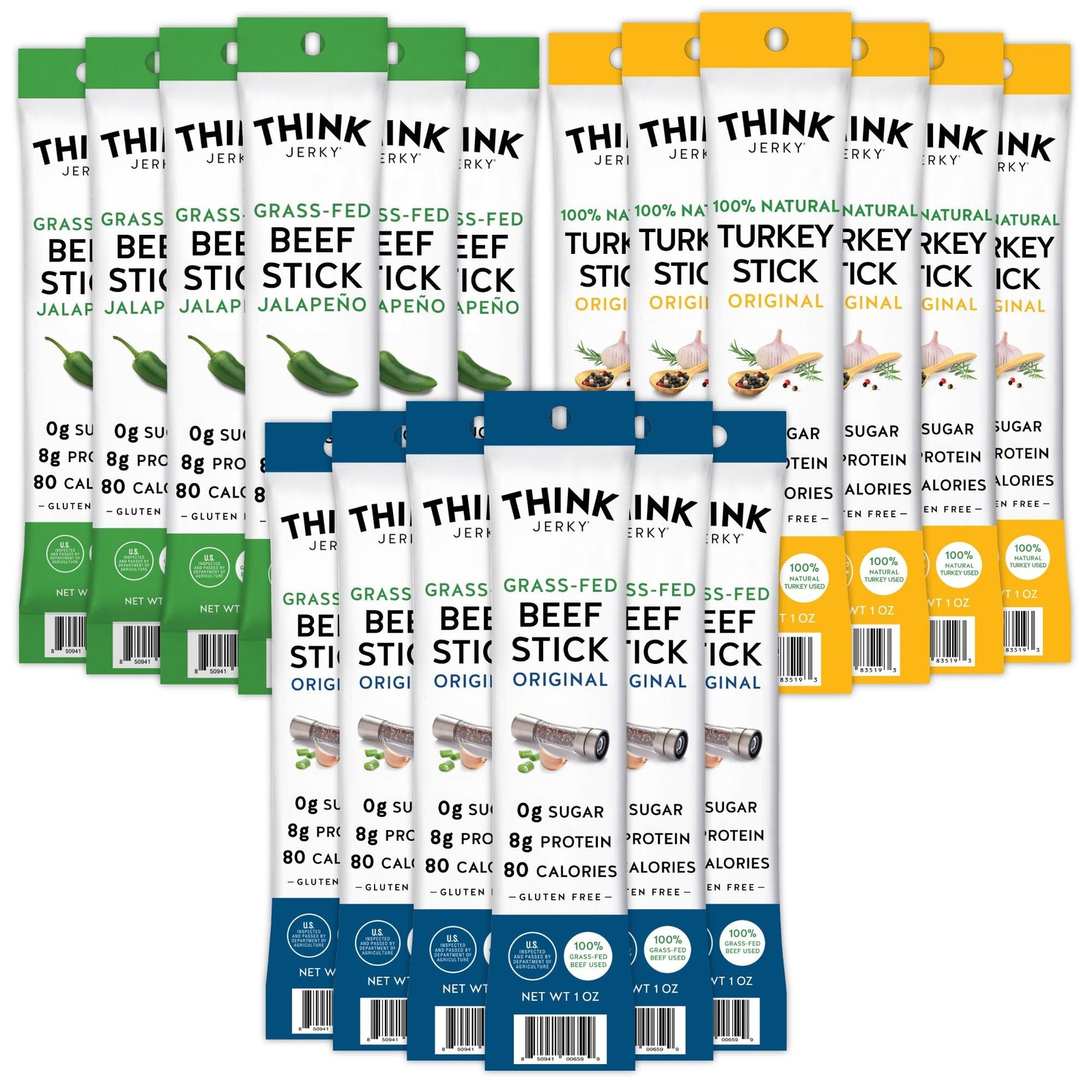 Meat Stick Variety Pack, High Protein, Sugar Free, Gluten Free, No Nitrates K...
